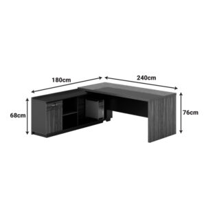 246 000015 2 Professional desk with left corner Oscar Argos The Classic melamine in walnut-charcoal shade 240x180x76cm