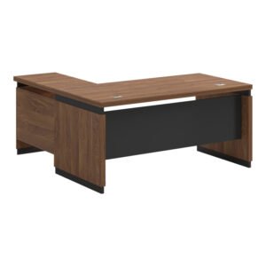 246 000016 2 Professional reversible desk Oscar Argos The Classic melamine in walnut-charcoal shade 220x185x76cm