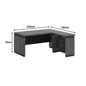 246 000016 3 Professional reversible desk Oscar Argos The Classic melamine in walnut-charcoal shade 220x185x76cm