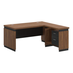 246 000016 Professional reversible desk Oscar Argos The Classic melamine in walnut-charcoal shade 220x185x76cm