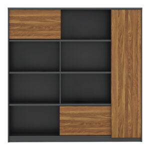 Professional oscar Argos The Classic professional office display bookcase melamine in walnut-charcoal shade 180x40x180cm