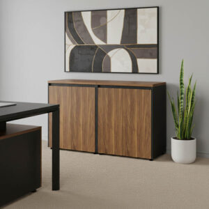 246 000039 Professional office low cabinets Oscar Argos The Classic walnut-anthracite 160x40x80cm