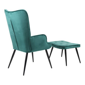 255 000080 1 Armchair with footstool Siella Argos The Classic dark green velvet-black metal leg 59x67x94cm