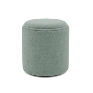 257 000036 Batur stool-trunk Argos The Classic boucle fabric in green shade D34x38cm