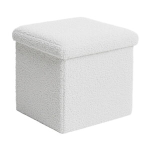 Crystal stool-trunk Argos The Classic bouclé fabric in ivory shade 38x38x38cm