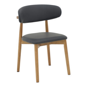 Ubene Argos The Classic rubberwood and pu chair in walnut and black shade 46x58x79cm