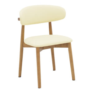 Ubene Argos The Classic rubberwood and pu chair in walnut and beige shade 46x58x79cm