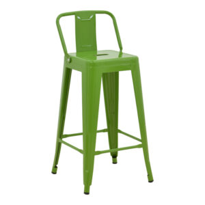Mid-height Bar stool with backrest Utopia Argos The Classic metal in green color 42x42x86cm