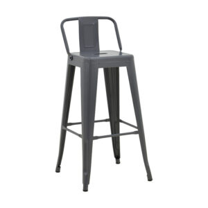 Mid-height Bar stool with backrest Utopia Argos The Classic metal in anthracite color 42x42x86cm