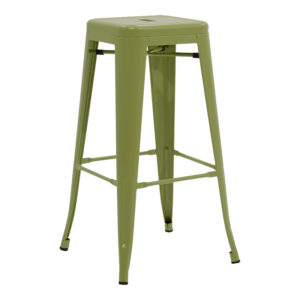 Bar stool Utopia Argos The Classic metal in dark oline green color 42x42x76cm