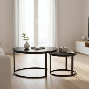 Coffee tables Solme I Argos The Classic 2pcs in black marble color with black metal legs