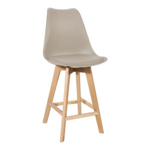 Gaston bar stool Argos The Classic pp-pu in cappuccino shade and wooden leg 49x56x112cm