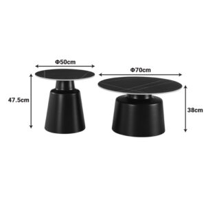 278 000041 3 Coffee tables Dualis Argos The Classic set of 2 pieces black metal-sintered stone in grey marble look color