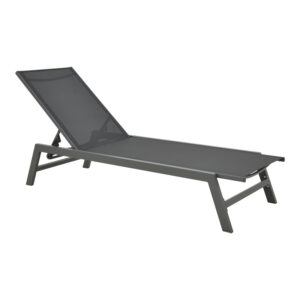 Boka Argos The Classic dark grey aluminum and textilene sun lounger in black shade 60x192x31cm
