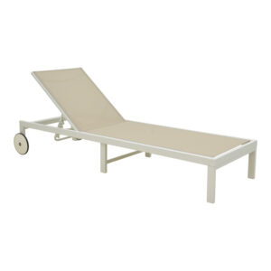 Deckchair Mailo Argos The Classic white aluminum and textilene in beige shade 71x206x30cm