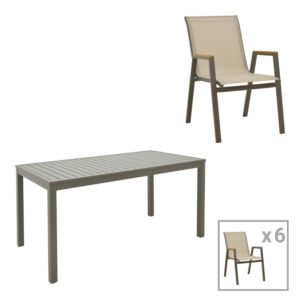 Kliton-Azelie dining table set of 7 Argos The Classic in champagne color 150x80x74cm