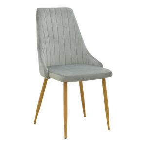 Chair Azori Argos The Classic velvet grey fabric with natural color metal leg 49x55x85cm