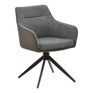 Rotating armchair Debra Argos The Classic grey fabric-pu with black color metal leg 64x60x83cm