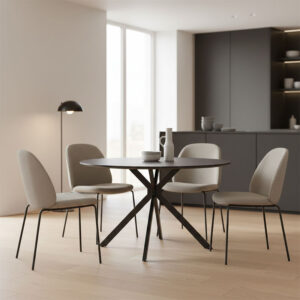 292 000100 1 Table Xuson Argos The Classic dark grey color top-black metal legs D120x75cm