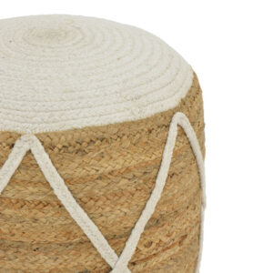 302 000038 1 Maroc Argos The Classic jute stool-pouf in natural and white shade D40x45cm