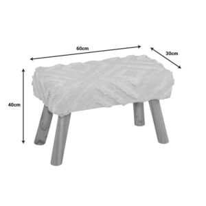 302 000040 3 Shep Argos The Classic stool 100% cotton in white shade and eucalyptus wood 60x30x40cm