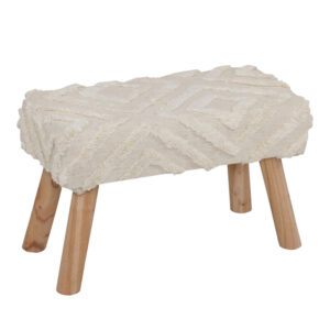 302 000040 Shep Argos The Classic stool 100% cotton in white shade and eucalyptus wood 60x30x40cm
