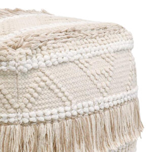 302 000045 1 Scauni Argos The Classic cotton pouf in white-beige shade 50x50x50cm