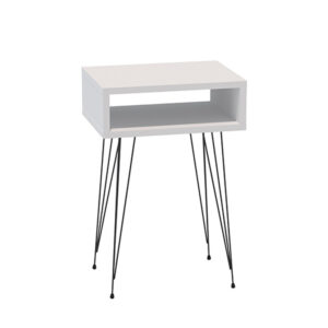 Naida Argos The Classic bedside table in white shade - black metal legs 40x30x56cm