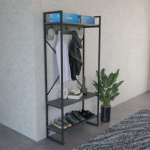 321 000122 Levento Argos The Classic entance furniture anthracite with black metal frame 88x34x180cm
