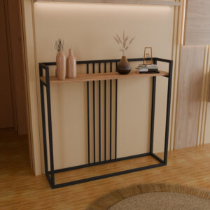 Convida Argos The Classic console table oak with black metal frame 100x25x90cm