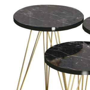 321 000128 1 Side tables Wakmi Argos The Classic 3 pieces set black marble-gold metal