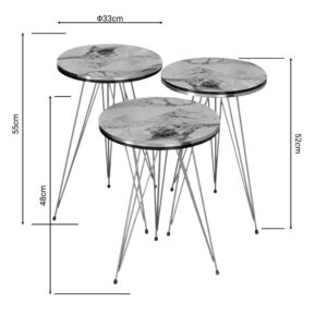 321 000128 3 Side tables Wakmi Argos The Classic 3 pieces set black marble-gold metal