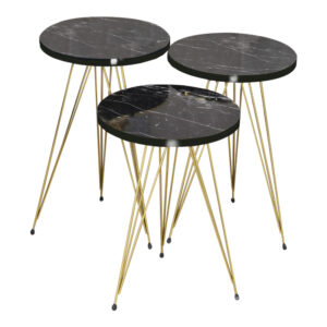 321 000128 Side tables Wakmi Argos The Classic 3 pieces set black marble-gold metal