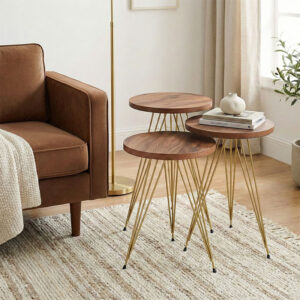 321 000129 1 Side tables Wakmi Argos The Classic 3 pieces set natural-gold metal leg