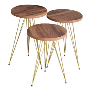 321 000129 Side tables Wakmi Argos The Classic 3 pieces set natural-gold metal leg