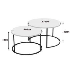 321 000130 2 Solme Argos The Classic coffee table set of 2 pieces cream-black metal leg