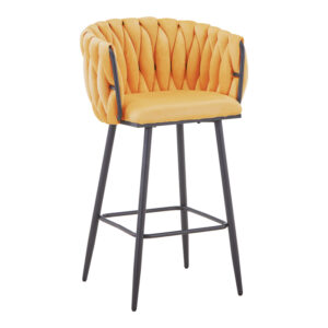 Vivian bar stool Argos The Classic yellow velvet-leg black metal 57x50x100cm