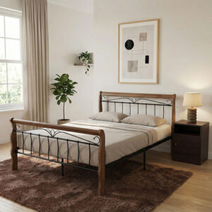 330 000022 1 Double bed Verpen Argos The Classic ξύλο σε καρυδί απόχρωση-black metal 150x200cm