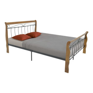 330 000022 Double bed Verpen Argos The Classic ξύλο σε καρυδί απόχρωση-black metal 150x200cm