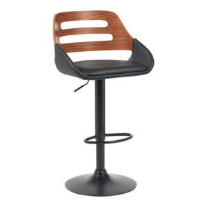Fern Argos The Classic folding-swivel bar stool black pu- walnut wood - black metal 50x48.5x89-110.5cm