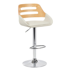 Fern Argos The Classic folding-swivel bar stool beige pu- gray wood- chrome metal 50x48.5x89-110.5cm