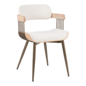 Armchair Cameo Argos The Classic metal bronze-white-wash wood-beige fabric 53x49.5x75.5cm