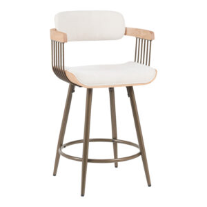 Rotating bar stool Cameo Argos The Classic metal bronze-white-wash wood-beige fabric 53x50x93cm