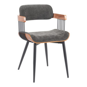 Armchair Cameo Argos The Classic metal black-walnut wood-dark grey fabric 53x49.5x75.5cm