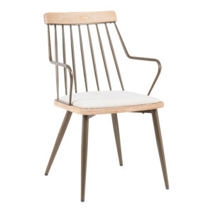 Armchair Posse Argos The Classic bronze metal-white wash wood-beige fabric 52x59x83cm