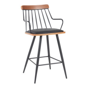Posse bar stool Argos The Classic metal black-walnut wood-black pu 48x54x92.5cm