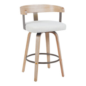 Rotating middle-height bar stool Anesy Argos The Classic metal-wood and fabric in beige color 54x50x85cm