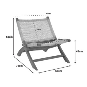336 000010 1 Armchair Jerenze Argos The Classic natural teak wood-natural rattan 65x78x68cm