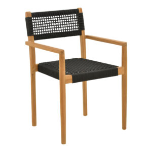 Armchair Lengan Argos The Classic teak wood frame in natural shade-black rope 54x52x80cm