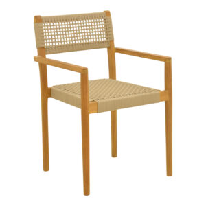 Armchair Lengan Argos The Classic teak wood frame in natural shade-beige rope 54x52x80cm
